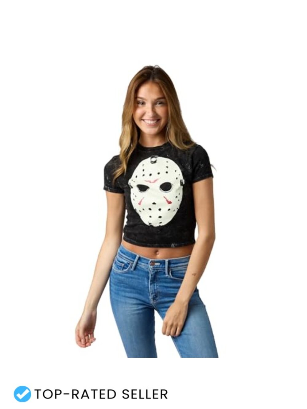 Friday the 13th Jason Hockey Mask Women's Cotton Cropped Tee